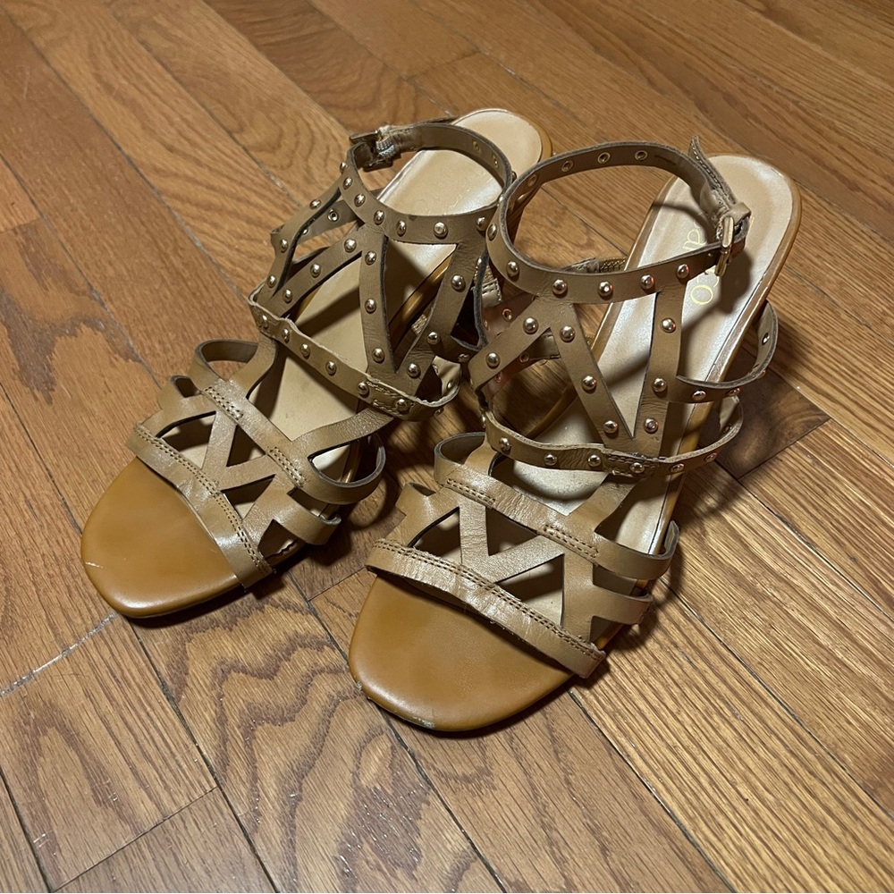 Franco Sarto Strappy Studded High Heel Shoes Sandals